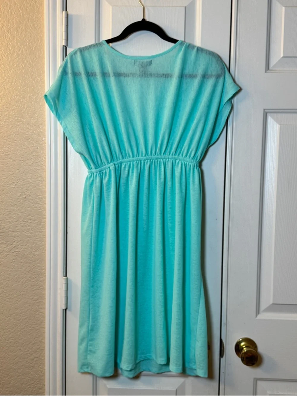 Beach By exist Turquoise Blue Sheer Cover-Up With Elastic Waist, Womens Size XL - Picture 4 of 6